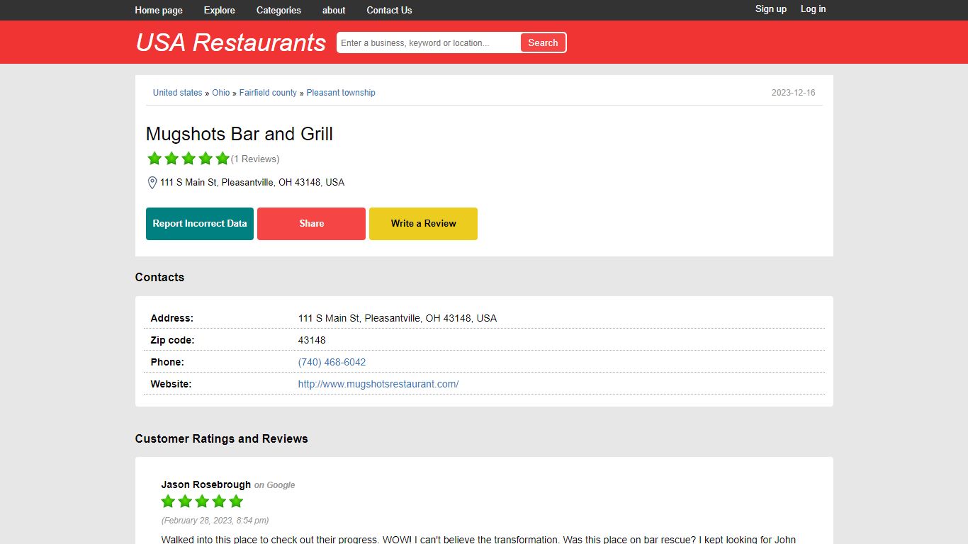 Mugshots Bar and Grill | 111 S Main St, Pleasantville, OH 43148, USA
